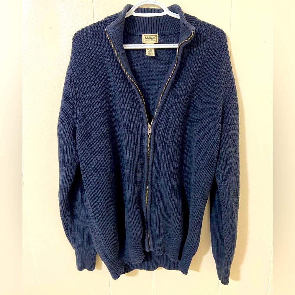 L.L. Bean Full Zip Men’s Sweater Navy Size Large
